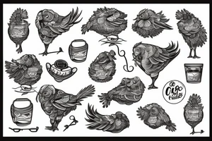 fancy fried chicken tattoo idea