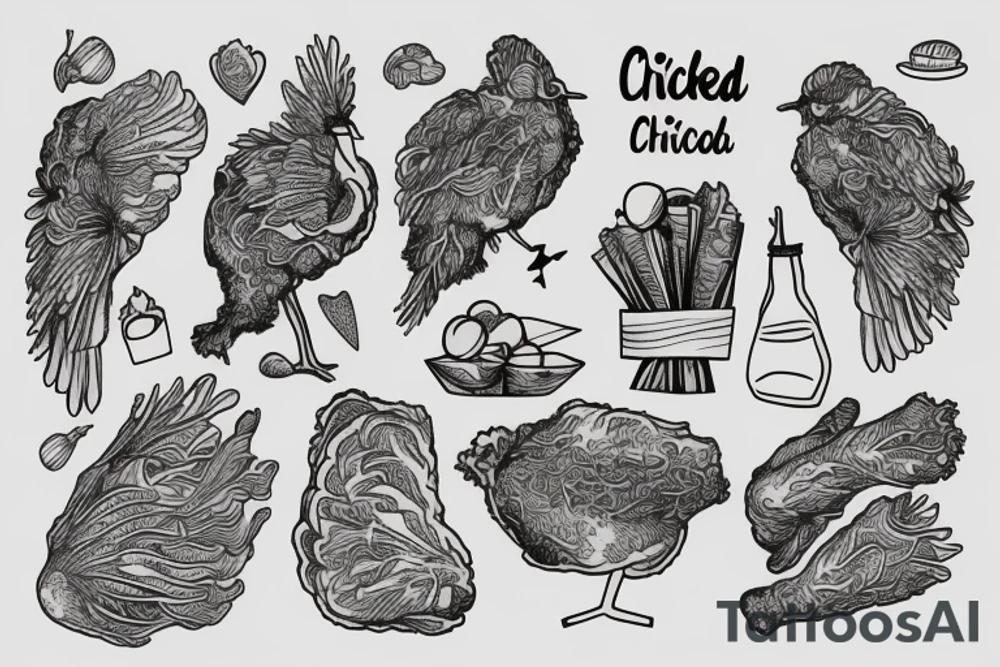 fried chicken in latin tattoo idea