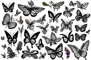 Flowers and butterflies tattoo idea