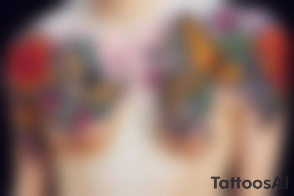 Flowers and butterflies sleeve tattoo idea