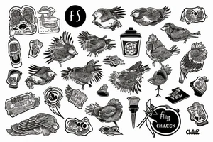 fried chicken in latin tattoo idea
