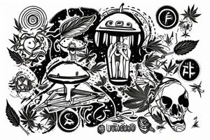 UFO with weed take out a human tattoo idea