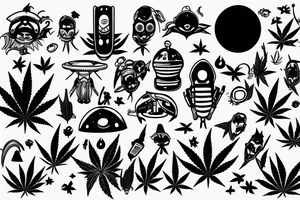 UFO with weed take out a human tattoo idea