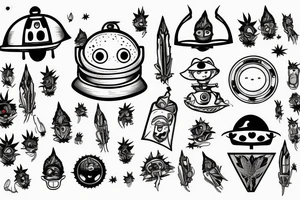 UFO with weed take out a human tattoo idea