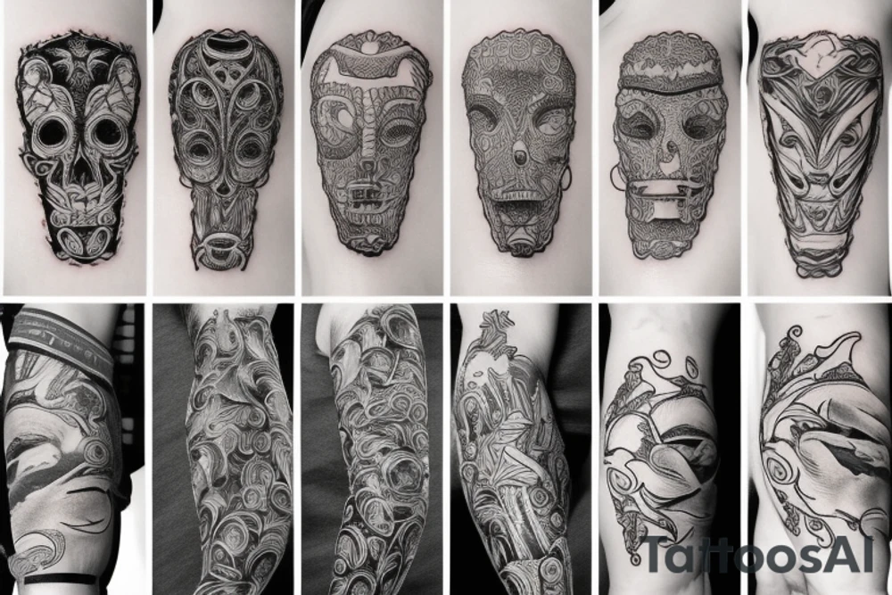man with guitar tattoo idea