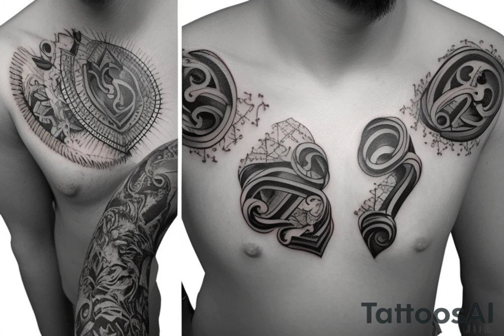 Velez, sign, heart, open chest tattoo idea