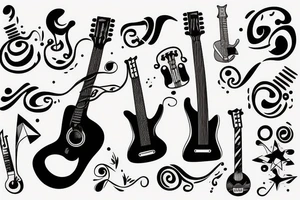 man with guitar tattoo idea