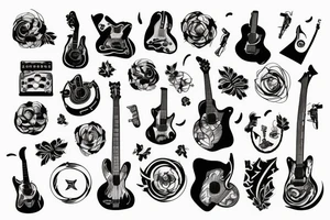 man with guitar tattoo idea