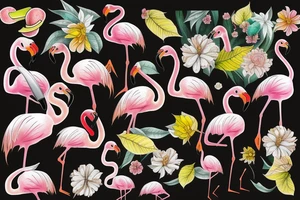 pink flamingo with yellow eyes tattoo idea