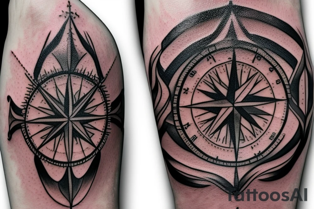 Compass, fire, tent tattoo idea