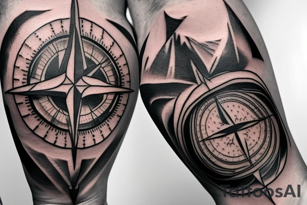Compass, fire, tent tattoo idea