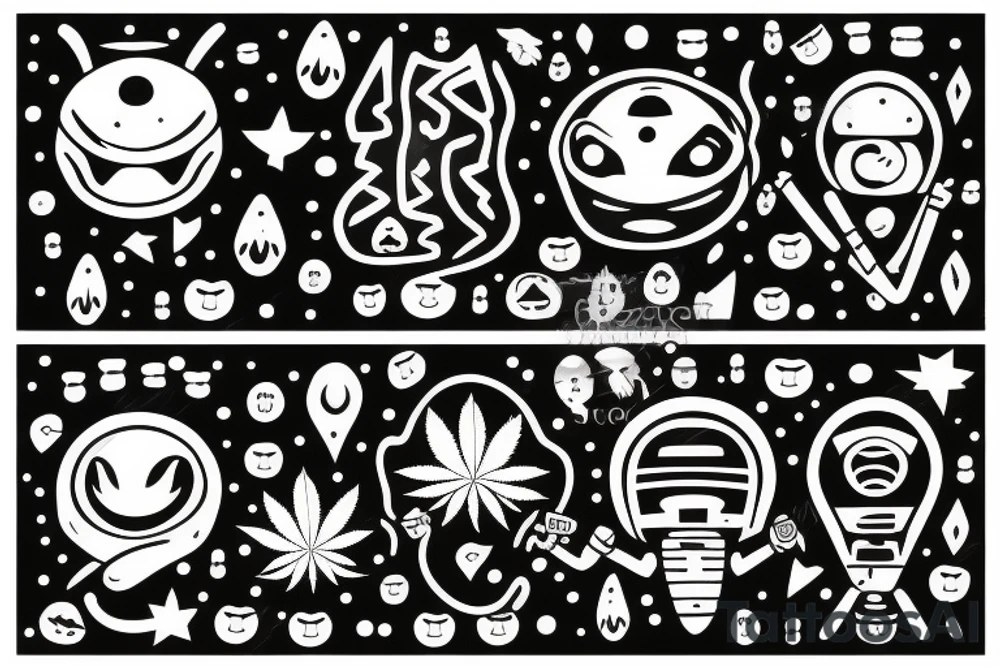 ufo with weed takes a person from the earth tattoo idea