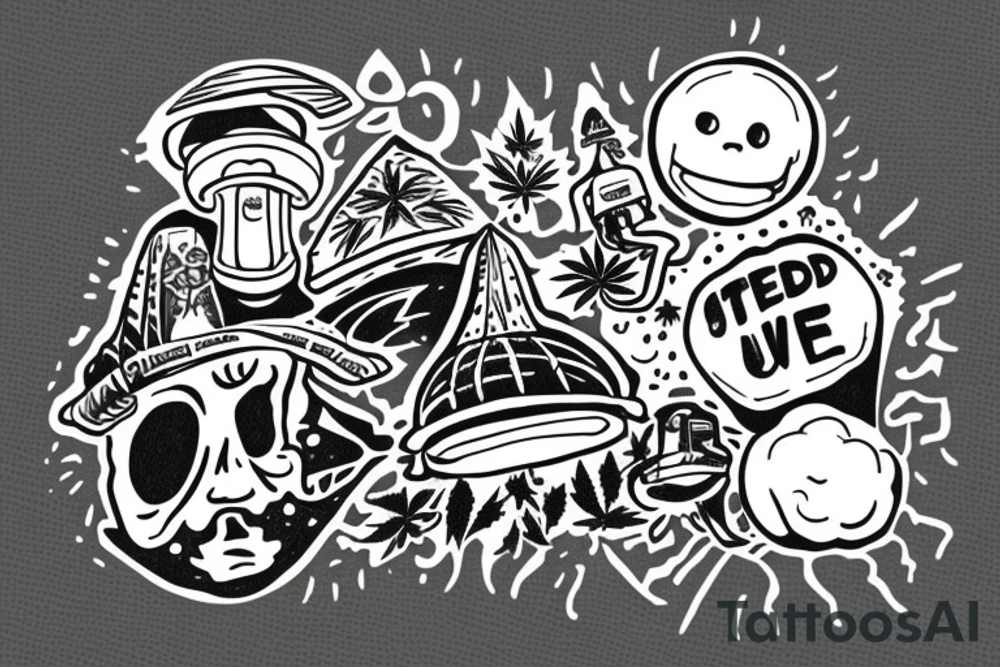 ufo with weed takes a person from the earth tattoo idea