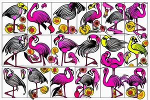 pink flamingo with yellow eyes tattoo idea