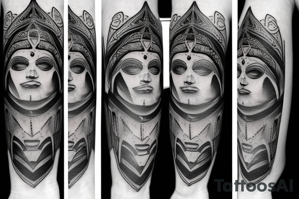 Ancient masks tattoo idea