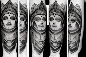 Ancient masks tattoo idea