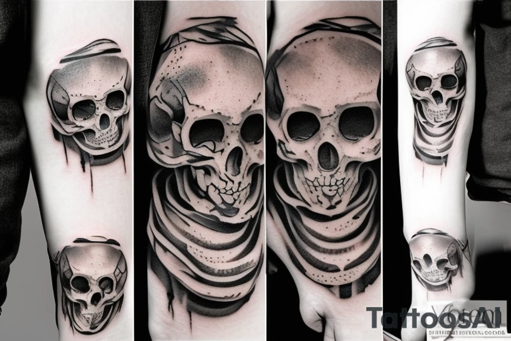Ancient skull masks tattoo idea