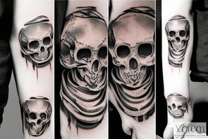 Ancient skull masks tattoo idea