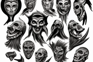 Ancient evils masks tattoo idea