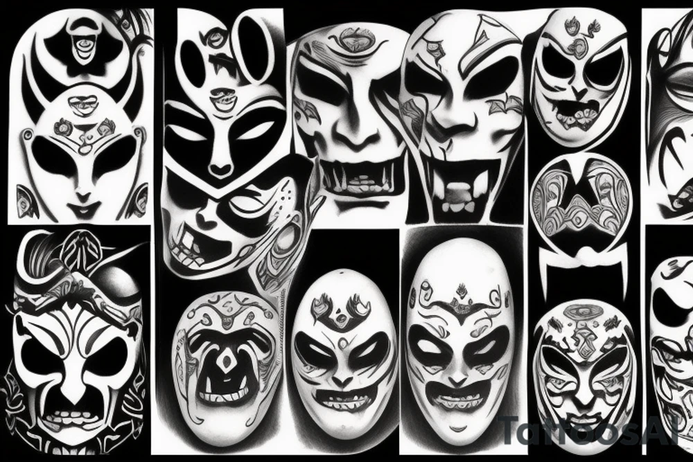 Ancient evils masks tattoo idea