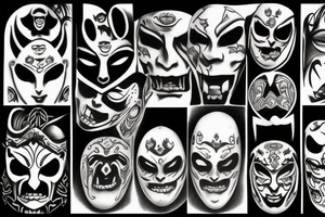 Ancient evils masks tattoo idea