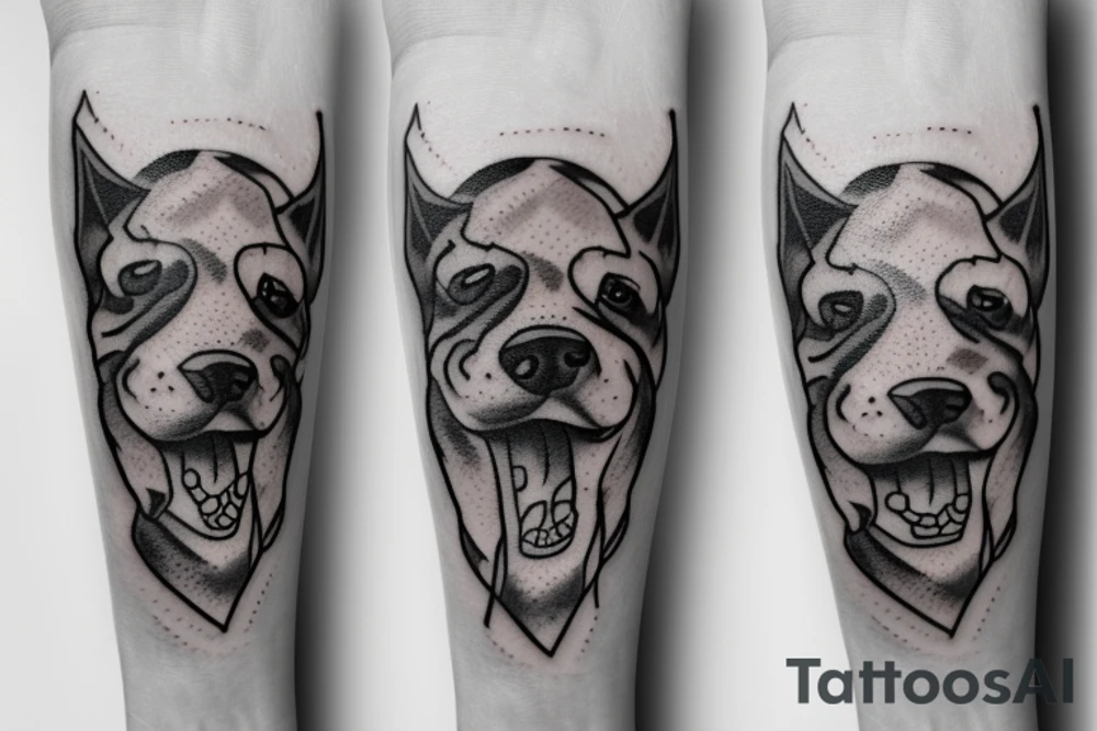 dog biting a bone tattoo idea