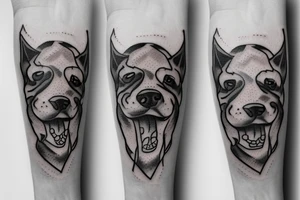 dog biting a bone tattoo idea