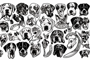 dog biting a bone tattoo idea
