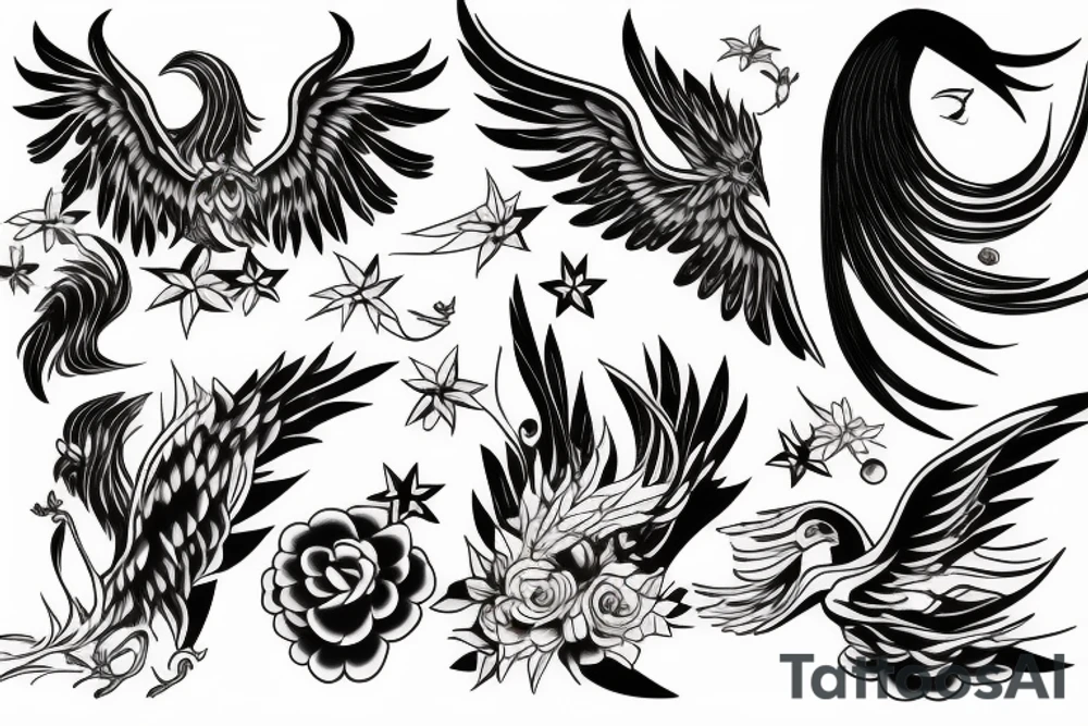 Phoenix and a girl tattoo idea