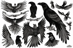 falling black raven tattoo idea