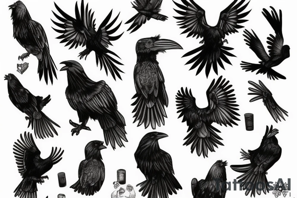 falling black raven tattoo idea