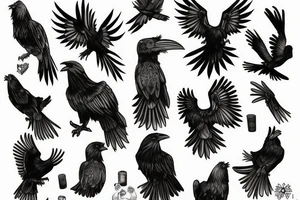 falling black raven tattoo idea