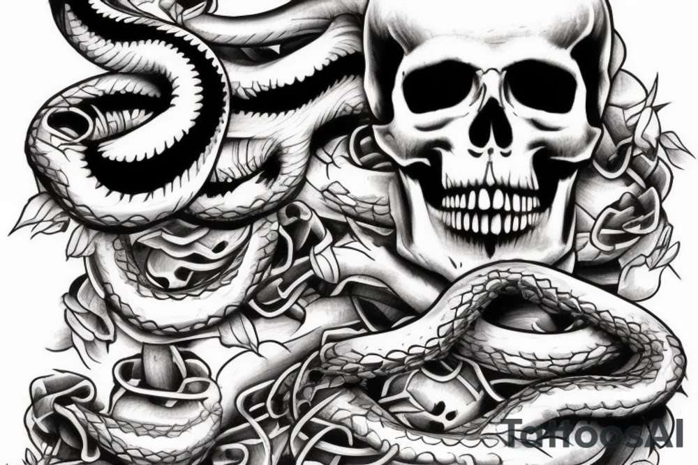 Snake and skull tattoo idea