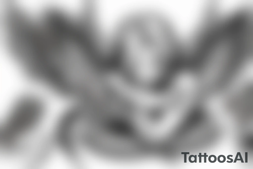An angel with black wings descending into hell tattoo idea