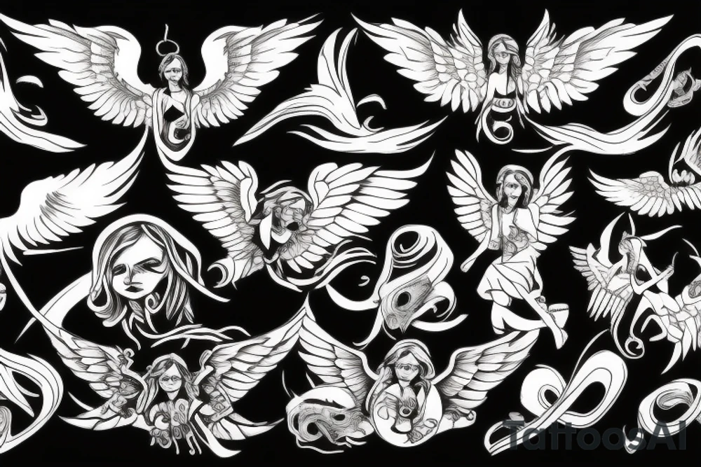 An angel with black wings descending into hell tattoo idea An angel with black wings descending into hell tattoo idea