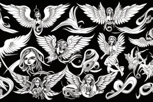 An angel with black wings descending into hell tattoo idea