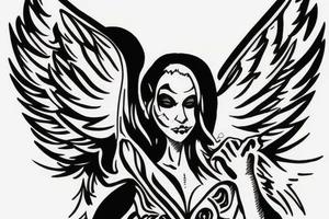 An angel with black wings descending into hell tattoo idea
