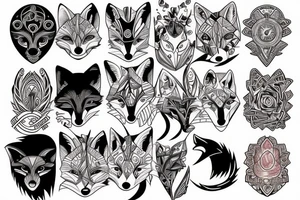 color, fox, math, lines, symbols tattoo idea