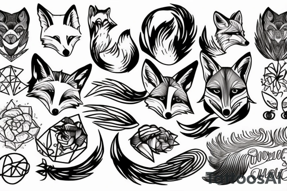 color, fox, math, lines, symbols tattoo idea