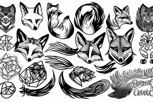 color, fox, math, lines, symbols tattoo idea