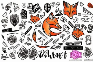 color, fox, math, lines, symbols tattoo idea