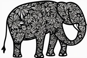 floral elephant tattoo idea