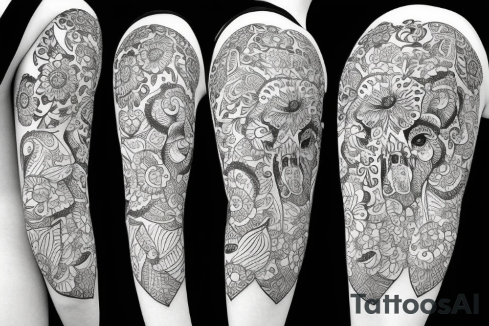 floral elephant tattoo idea
