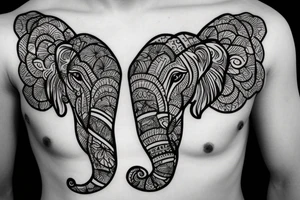chest floral elephant tattoo idea