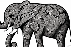 chest floral elephant tattoo idea
