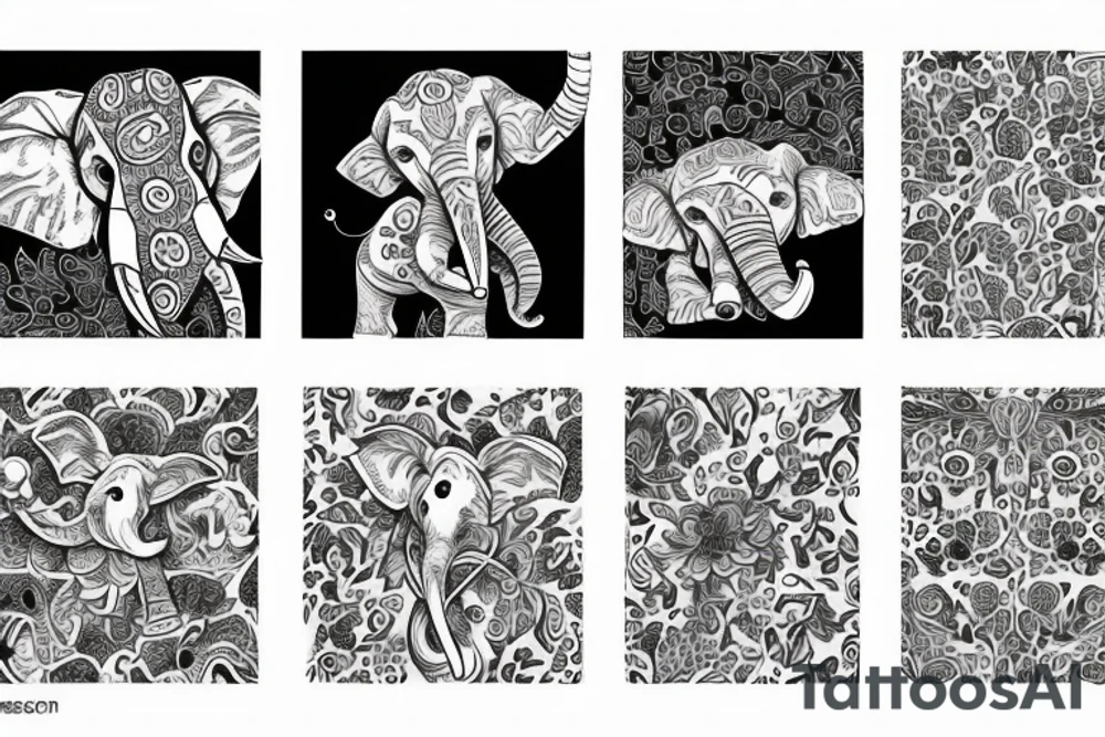 chest floral elephant tattoo idea