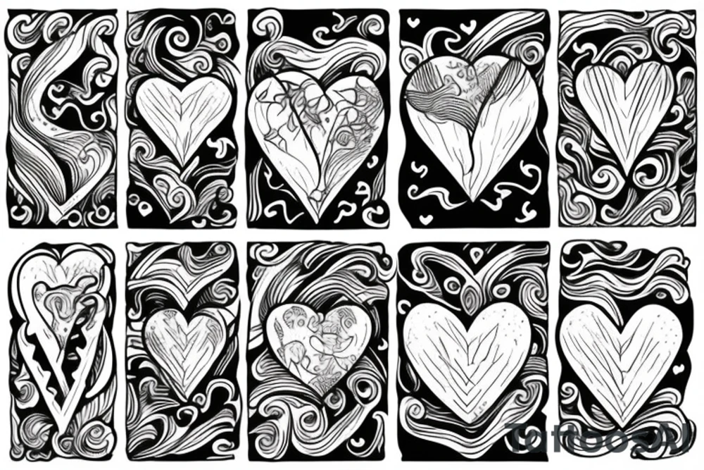 Half Fire heart and half water heart tattoo idea