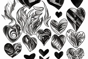 Broken heart, half fire half water tattoo idea