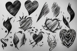 Broken heart, half fire half water tattoo idea