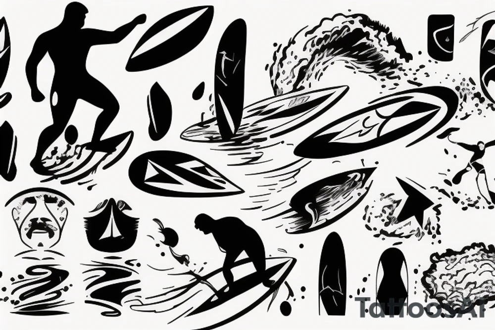 man surfing a giant wave tattoo idea